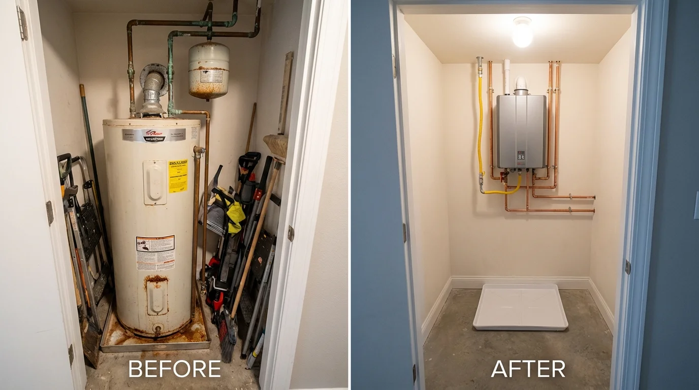 Tank water heater versus wall-mounted tankless unit comparison for Spring Park, MN homeowners